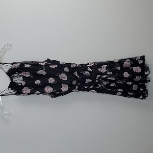 Abercrombie & Fitch black pink floral chiffon dress